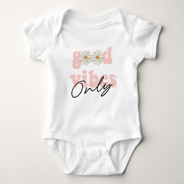 Good Vibes nur 70er Hippie Slogan Baby Strampler (Vorderseite)