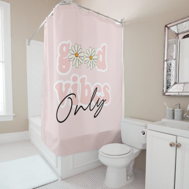 Good Vibes nur 70er Hippie Slogan Duschvorhang (Beispiel)