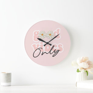 Good Vibes nur 70er Hippie Slogan Große Wanduhr