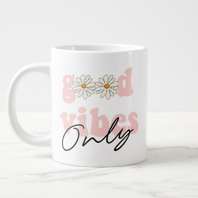 Good Vibes nur 70er Hippie Slogan Jumbo-Tasse (Links)