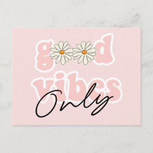 Good Vibes nur 70er Hippie Slogan Postkarte