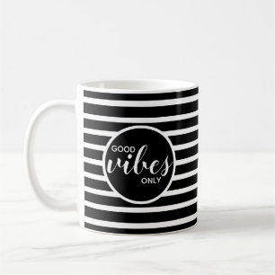 Good Vibes Only Black and White Typografy Zitat Kaffeetasse