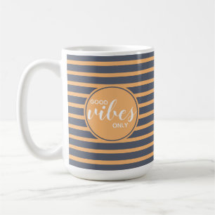 Good Vibes Only Blue & Orange Typografy Quote Kaffeetasse