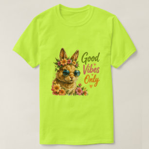 Good Vibes Only Bunny Süßer floraler Hase T-Shirt