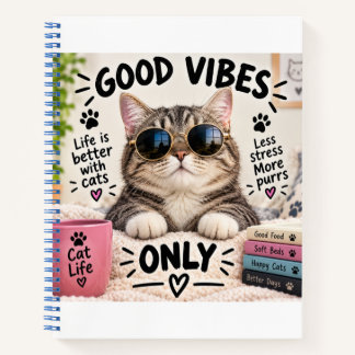 Good Vibes Only Cute Cat Notebook Notizbuch