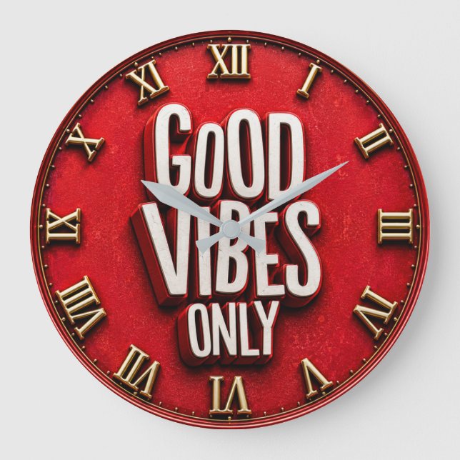 Good Vibes Only  Große Wanduhr (Vorderseite)