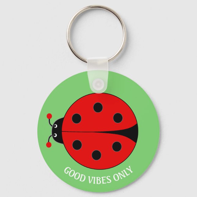 Good Vibes Only Lady Bug on Lime Green Schlüsselanhänger (Vorderseite)