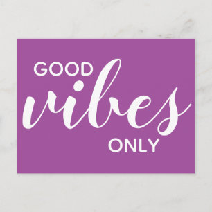 Good Vibes Only Positivity Affirmation Lila Postkarte