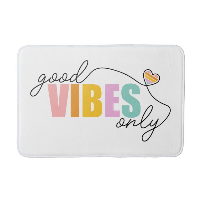 Good Vibes Only Rainbow Heart Badematte (Vorderseite)