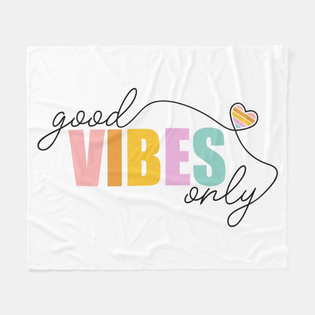 Good Vibes Only Rainbow Heart Fleecedecke (Vorderseite (Horizontal))