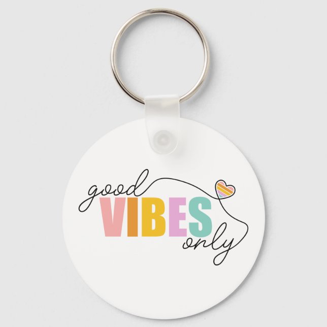 Good Vibes Only Rainbow Heart Schlüsselanhänger (Vorderseite)