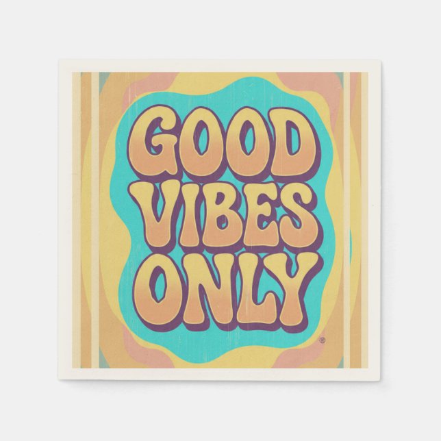 Good vibes only retro groovy style serviette (Vorderseite)