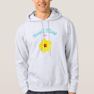 Good Vibes Only Yellow Hibiskus Art Hoodie