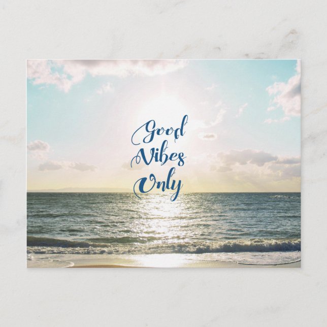 "Good Vibes Only" Zitat Positive Sea Sun Postkarte (Vorderseite)