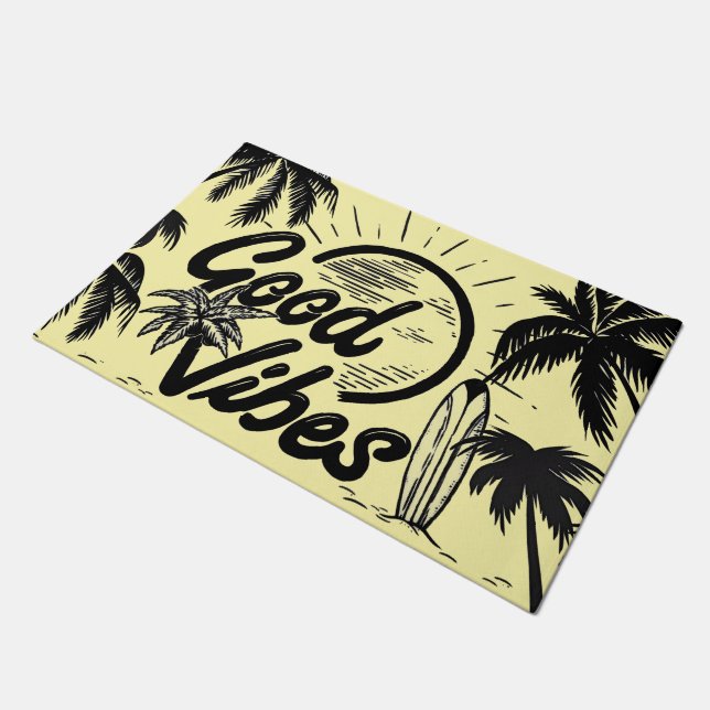 "GOOD Vibes" Outdoor-Indoor-Teppich Fußmatte (Schrägansicht)