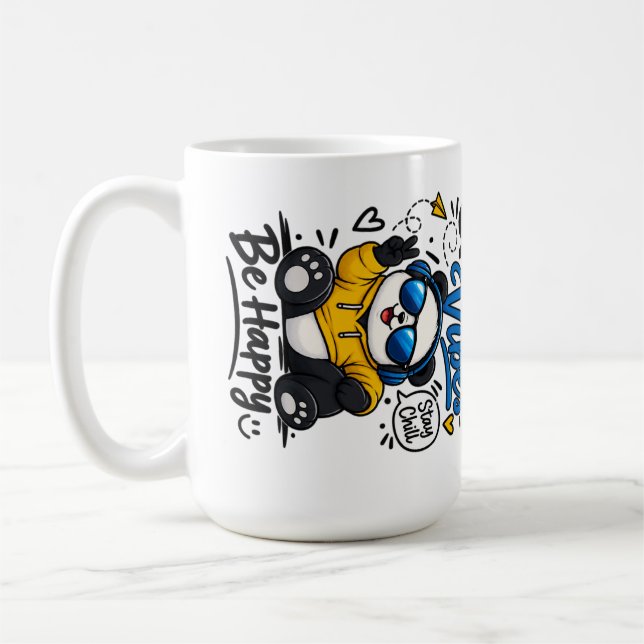Good Vibes Panda – Süßer chilliger Panda mit Sonne Kaffeetasse (Links)