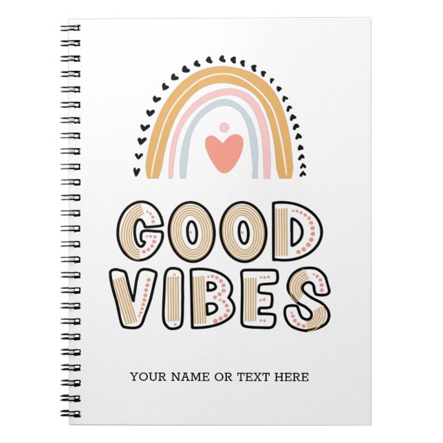 Good Vibes Rainbow Boho Lettering Notizblock (Vorderseite)