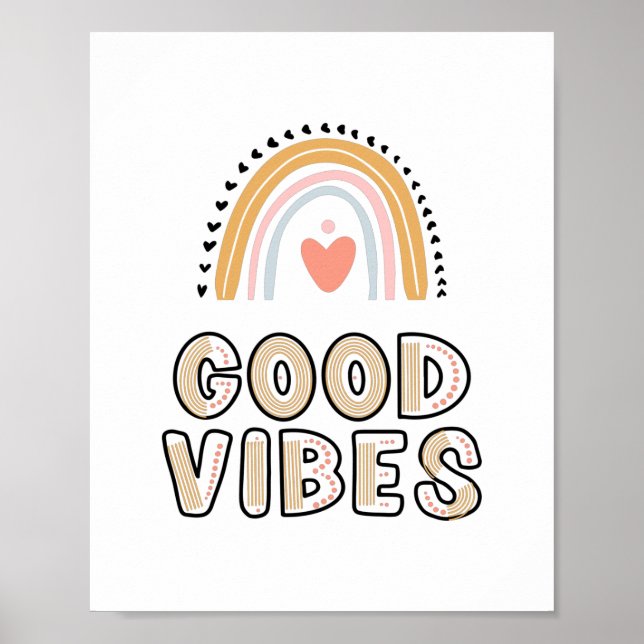 Good Vibes Rainbow Boho Lettering Poster (Vorne)