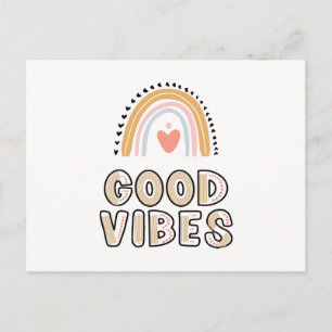 Good Vibes Rainbow Boho Lettering Postkarte