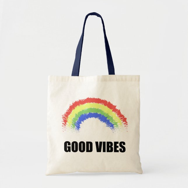 Good Vibes Rainbow Tote Bag Tragetasche (Vorne)
