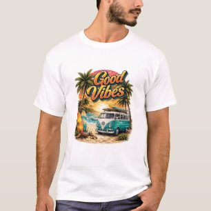 Good Vibes Retro Beach Van T-Shirt Sommer Surf