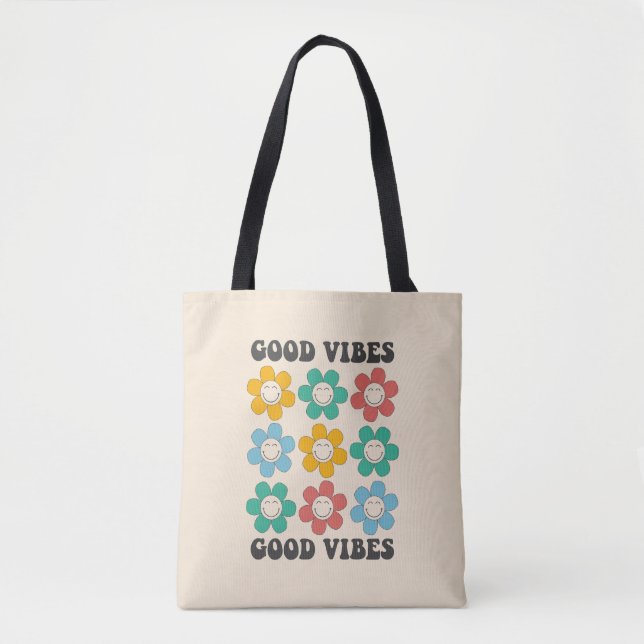 Good Vibes Retro farbenfrohe Daisy Blume (Vorderseite)