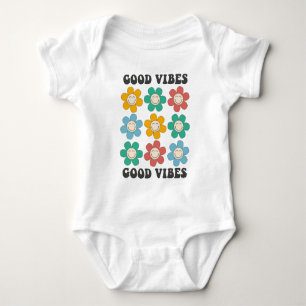 Good Vibes Retro farbenfrohe Daisy Blume Baby Strampler