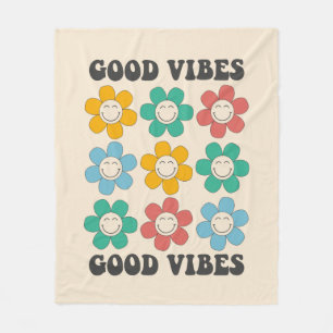 Good Vibes Retro farbenfrohe Daisy Blume Fleecedecke