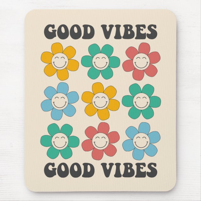 Good Vibes Retro farbenfrohe Daisy Blume Mousepad (Vorne)