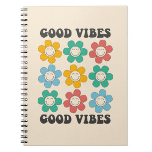Good Vibes Retro farbenfrohe Daisy Blume Notizblock