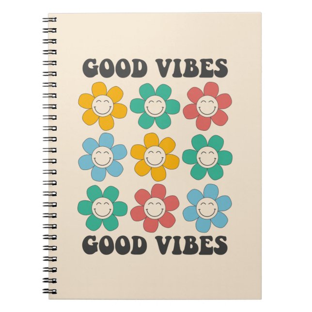 Good Vibes Retro farbenfrohe Daisy Blume Notizblock (Vorderseite)