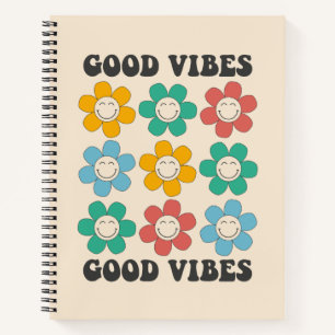 Good Vibes Retro farbenfrohe Daisy Blume Notizbuch