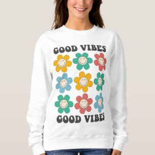 Good Vibes Retro farbenfrohe Daisy Blume Sweatshirt