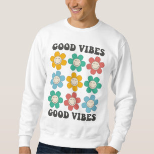 Good Vibes Retro farbenfrohe Daisy Blume Sweatshirt