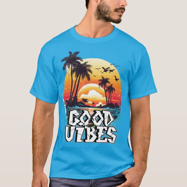 Good Vibes Sunset Palm Tree T - Shirt (Vorderseite)