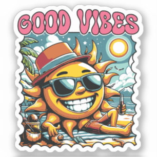 Good Vibes - Sunshine - Retro Summer Aufkleber