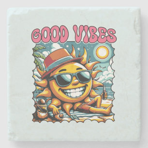 Good Vibes - Sunshine - Retro Summer Steinuntersetzer