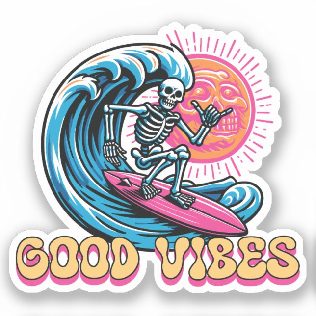 Good Vibes - Surfen - Summer Vibes Aufkleber (Vorderseite)