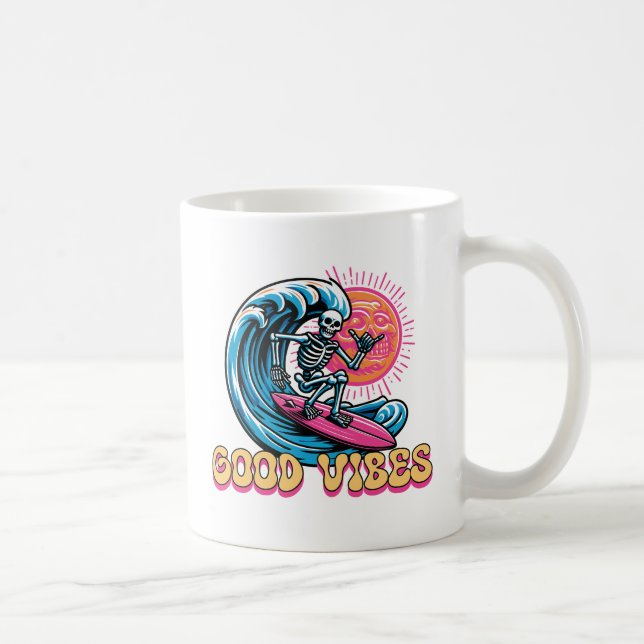 Good Vibes - Surfen - Summer Vibes Kaffeetasse (Rechts)