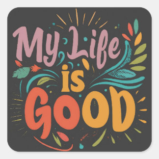 Good Vibes T-Shirt Quadratischer Aufkleber