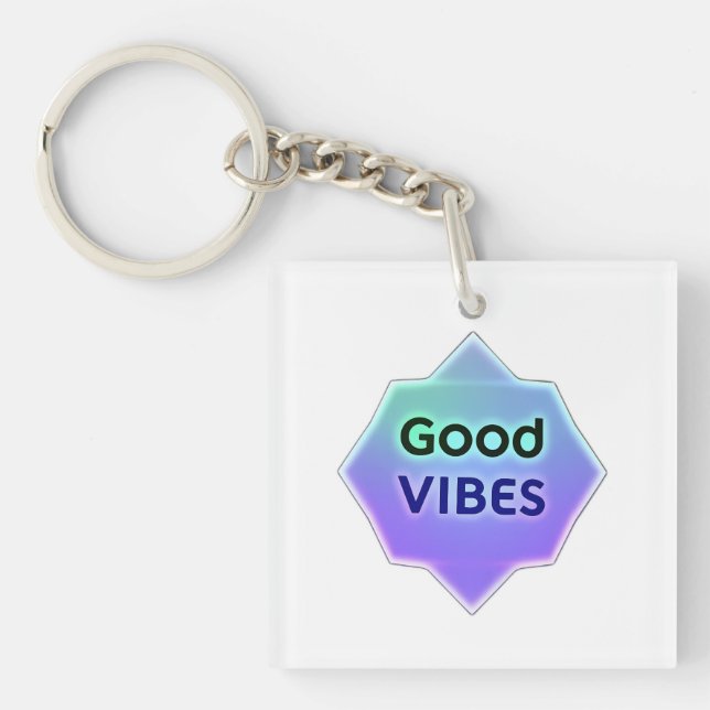 "Good Vibes" Text on Gradient Star Shape Schlüsselanhänger (Vorderseite)
