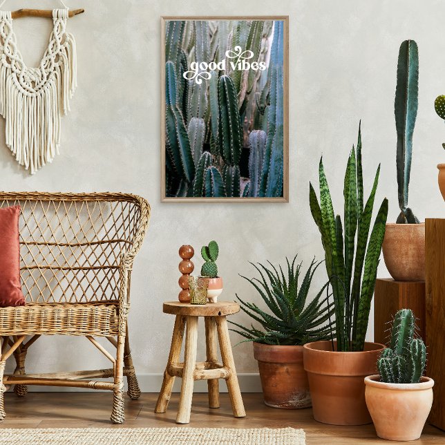 Good Vibes | Trendy Retro Summer Desert Cactus Poster (Von Creator hochgeladen)