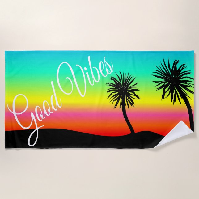 Good Vibes Tropical Sommerzeit Strandtuch (Vorderseite)