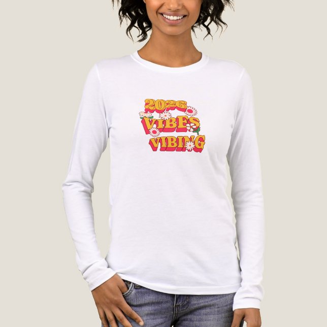 Good Vibes Vibing Retro Long Sleeve Shirt | Positi (Vorderseite)