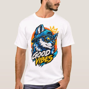Good Vibes Wolf – Retro Streetwear T-Shirt