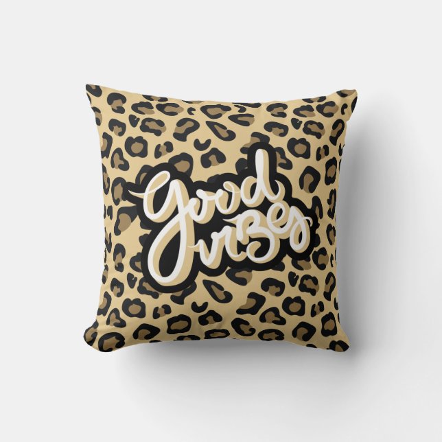 Good Vibes Zitat Cheetah Animal Print Kissen (Vorderseite)