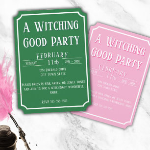 Good Witch Bad Witch - Rosa und Grün zum Geburtsta Einladung