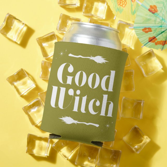 Good Witch Bad Witch Trendy Typografie Halloween Dosenkühler (In Situ Sommer)