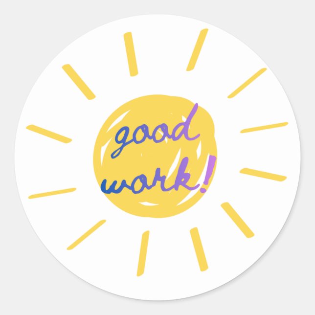 “Good Work!” Motivational Sticker for Kids (Vorderseite)