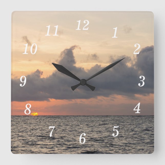 Goodam Folk Beach Wall Clock Quadratische Wanduhr (Vorderseite)